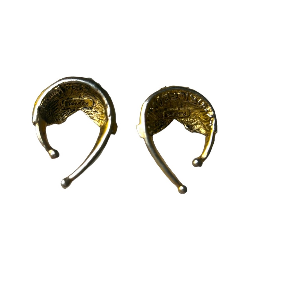 Rare Italian 80’s Idemaria Earcuffs Swarovski crystal on gold metal patented - Picture 4 of 7